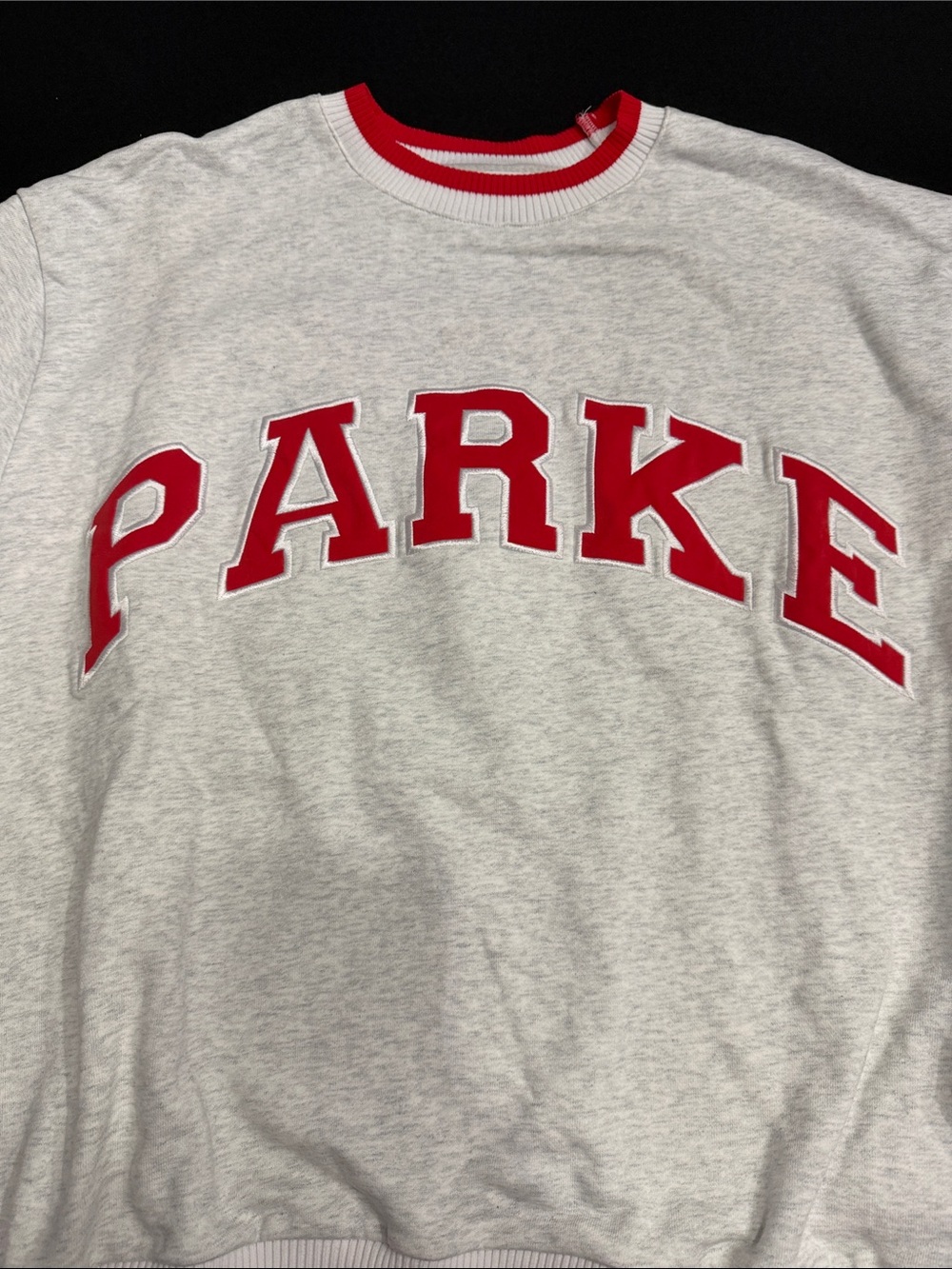 Parke Light Heather Gray Crewneck with Red Lettering - Picture 4 of 6